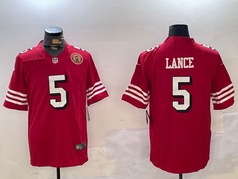 Men San Francisco 49ers 5 Lance Red Second generation 2024 Nike Limited NFL Jersey style 4